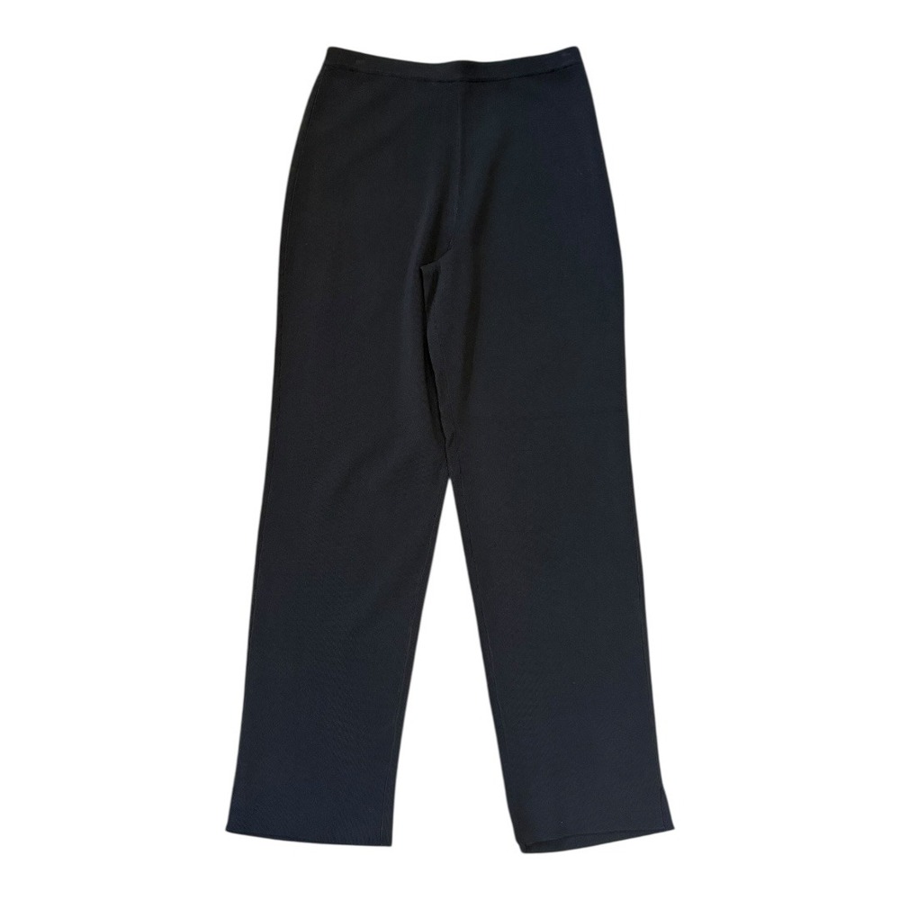 Grace Dane‎ Lewis Black Ribbed Knit Pants Size Large Wide Leg Dressy Casual